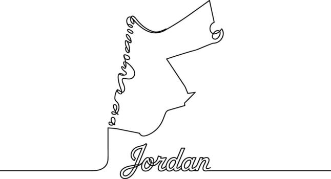 contorno mapa de Jordán con el palabra Jordán escrito en cursivo vector