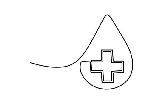 Continuous one line drawing heart shape with health cross and heartbeat line medical minimal design vector