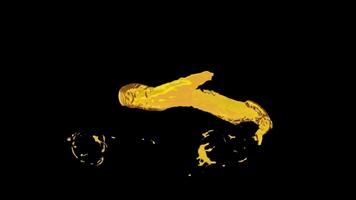 dinamico giallo liquido spruzzo su un' nero sfondo la creazione di astratto e vivace modelli. video