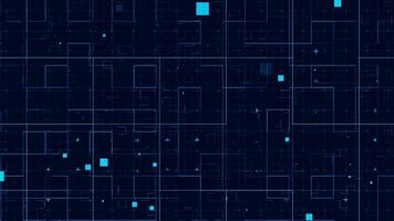 digital red cuadrícula con brillante azul cuadrícula y conectando líneas en oscuro antecedentes. video