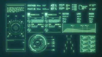 futurista digital interfaz con verde hud elementos y datos mostrar. video