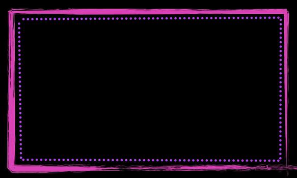 Hand drawn pink brush frame with dotted and dashed line details on black background featuring empty space for text, poster, banner, and creative layout design vector