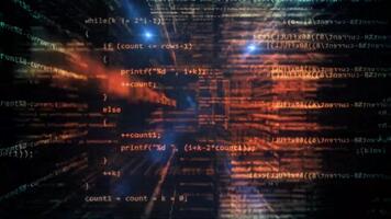 Abstract digital code stream flowing through cyberspace with glowing lights. video
