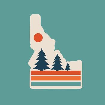 Idaho Map with Retro Lines and Pine Tress Perfect for Print, Apparel, etc vector