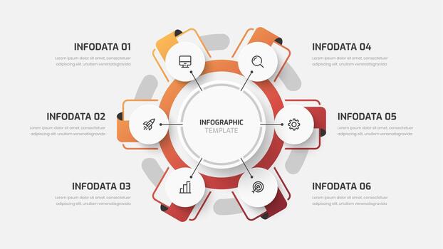 Infographic Design Presentation Business Template with Gradient Color, Circle Label, Six Option and Icon vector