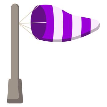 Wind sock for measuring wind direction and speed, symbolizing weather forecasting and aviation indicators vector