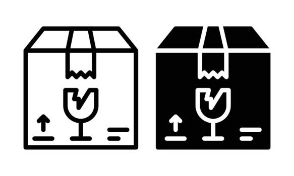 Fragile Package Icon with Outline and Glyph Style vector