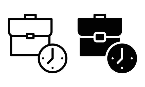 Working Hours Icon with Outline and Glyph Style vector