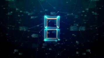 digital cuenta regresiva Temporizador con futurista falla efecto y red cubrir. video