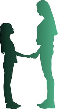 Silhouette of Mother and Child in Gradient Color Design vector