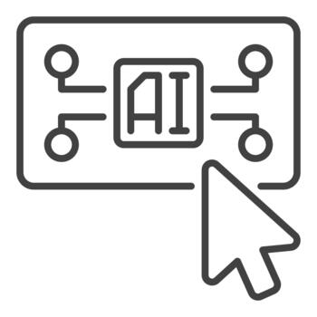 ratón hacer clic en ai botón artificial inteligencia lineal icono o símbolo vector