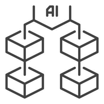 AI Blockchain Artificial Intelligence Block Chain outline icon or symbol vector