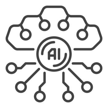 Artificial Intelligence Technology AI icon or symbol in outline style vector