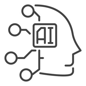 ai cara artificial inteligencia cara Delgado línea icono o símbolo vector