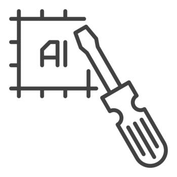 ai chip con destornillador artificial inteligencia tecnología lineal icono o símbolo vector