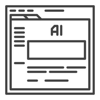 web navegador con ai charla artificial inteligencia tecnología icono o firmar en Delgado línea estilo vector