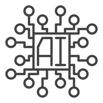 ai chip - artificial inteligencia procesador Delgado línea icono o símbolo vector