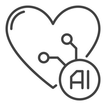 ai firmar con corazón artificial inteligencia Delgado línea icono o símbolo vector