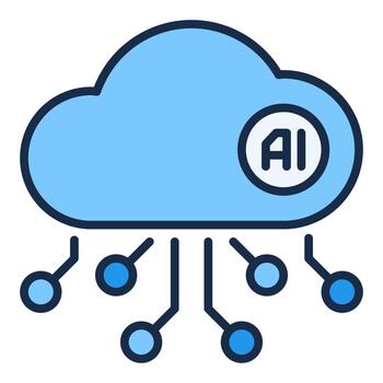 AI Cloud Technology Artificial Intelligence Network colored icon or sign vector