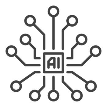 AI Brain - Artificial Intelligence thin line icon or symbol vector