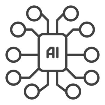 artificial inteligencia chip me gusta cerebro ai tecnología lineal icono o símbolo vector