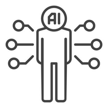AI Man Artificial Intelligence Bio Technology icon or symbol in outline style vector