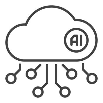 Artificial Intelligence Cloud Technology AI Network icon or symbol in outline style vector
