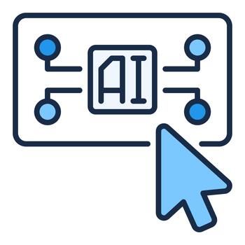 ratón cursor en ai botón artificial inteligencia de colores icono o logo elemento vector