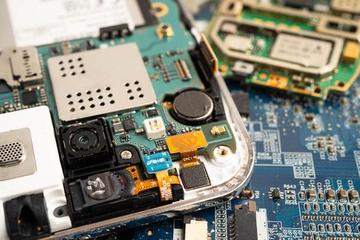 Repairing and upgrade circuit mainboard of notebook, electronic, computer hardware and technology. photo