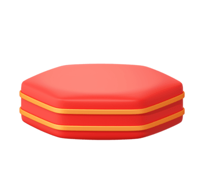 3d framställa av röd sexhörning podium stå isolerat på bakgrund för produkt visa och monter png