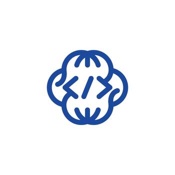 minimalista monoline cerebro codificación logo diseño, elegante línea Arte cerebro con codificación elementos para ai, software desarrollo, y tecnología vector