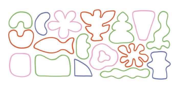 resumen moderno dopamina orgánico línea forma redondo formar colocar. líquido garabatear carrera orgánico gota curva forma cifra. resumen líquido burbuja, ondulado diferente forma. suave redondo oval modelo antecedentes. vector