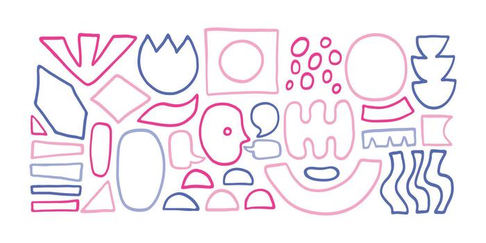 resumen línea garabatear brillante formas colección colocar. sencillo carrera forma libre, asimétrico gota. mano dibujado de moda básico cifras. líquido orgánico curva forma cifra. resumen burbuja, ondulado diferente forma. vector