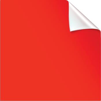 Bright red square paper sheet with a curled corner revealing a white underside background vector