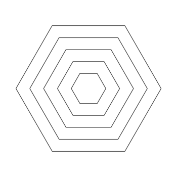 Concentric Hexagon Line Grid, Modern Polygon Geometry Pattern with Futuristic Technical Style png