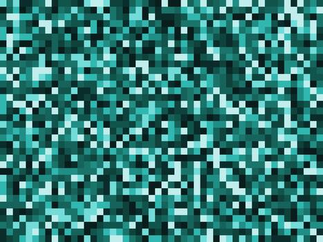 Abstract pixel background.Digital static texture in monochrome teal and cyan. Geometric square pattern. Technology, glitch effect or retro 8bit concept for a banner vector