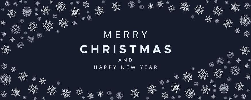 rectangular ola frontera hecho de copos de nieve, aislado en oscuro antecedentes con texto. escarchado invierno resumen diseño para estacional, festivo y fiesta composiciones vector