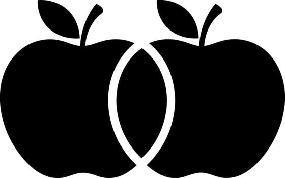 Two Apples Symbolizing Unity and Connection in Black and White vector