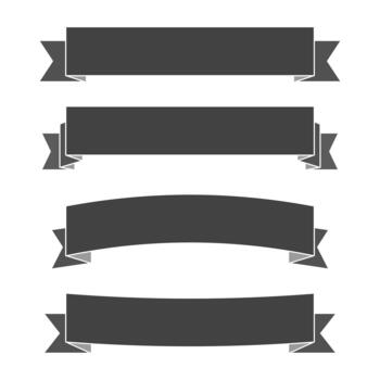 black ribbon banner element set with copy space for labels templates and layouts vector