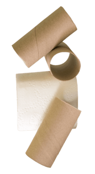 Gewebe Rollen oder Toilette Papier rollen mit Ader oder Gewebe Papier Röhren im Stapel isoliert mit Ausschnitt Pfad im Datei Format png