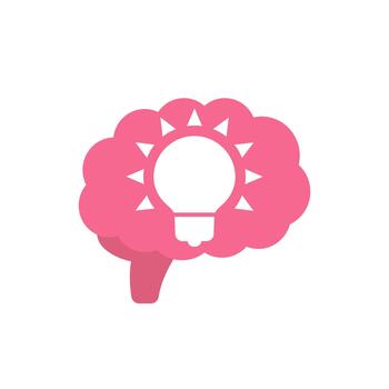 idea icon with a brain, flat design vector