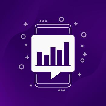 bar graph icon with a smart phone vector