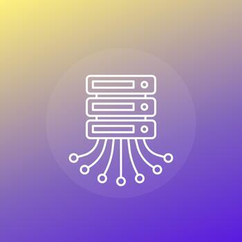 Marco principal o servidor icono, hospedaje equipo línea diseño vector