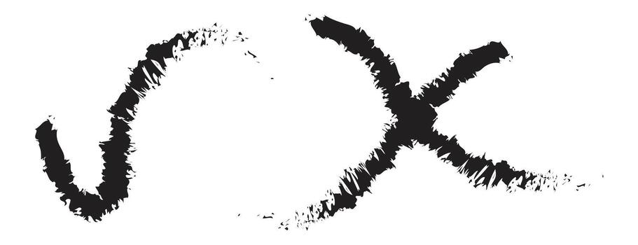 texturizado dibujado a mano marca de verificación y multiplicación marca en áspero estilo vector