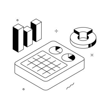 negocio datos gráfico con gráficos, prima isométrica ilustración de datos análisis. vector