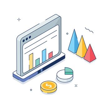 Data visualization illustration with graphs vector