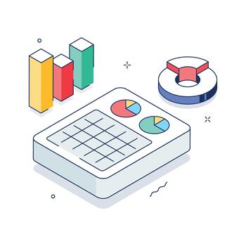 Data analytics charts and graphs illustration vector