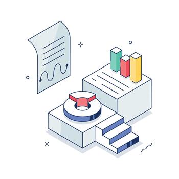 agarrar esta prima ilustración de datos analítica en isométrica estilo vector