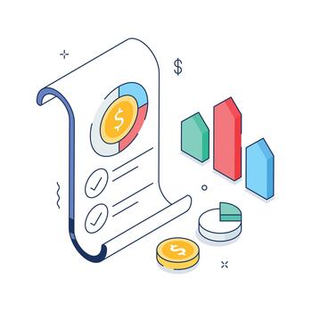 Financial report with charts and graphs vector