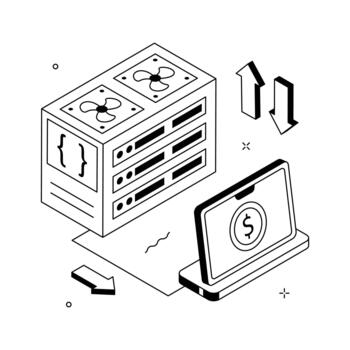 Modern fintech infrastructure isometric illustration, digital finance systems and blockchain networks. vector